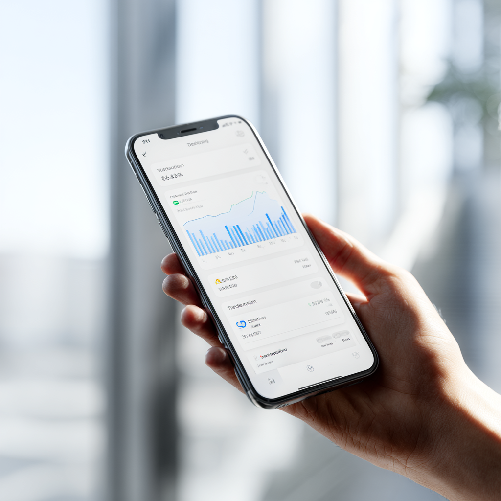 Cliente acompanhando performance de investimentos imobiliários pelo app Alithea